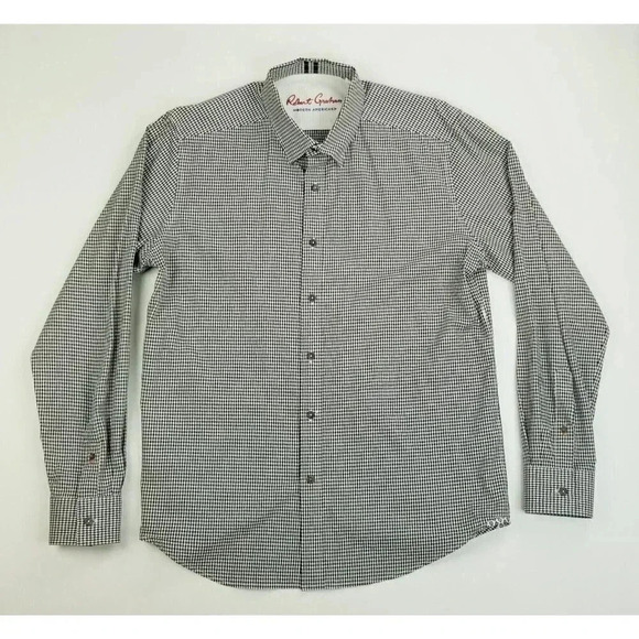 Robert Graham Modern America Tailored Fit Size Medium Men's Black White Check - Picture 1 of 11